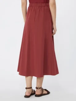 Pleated taffeta long skirt - CHERRY