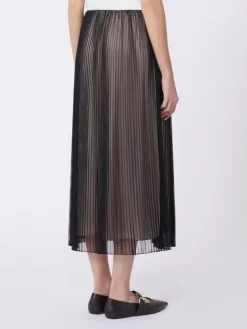 Plissé-pleated tulle skirt - BLACK