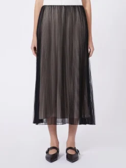 Plissé-pleated tulle skirt - BLACK