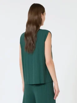 Plissé-pleated viscose yarn sweater - GREEN