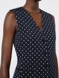 Polka dot wool and viscose jersey waistcoat - ULTRAMARINE