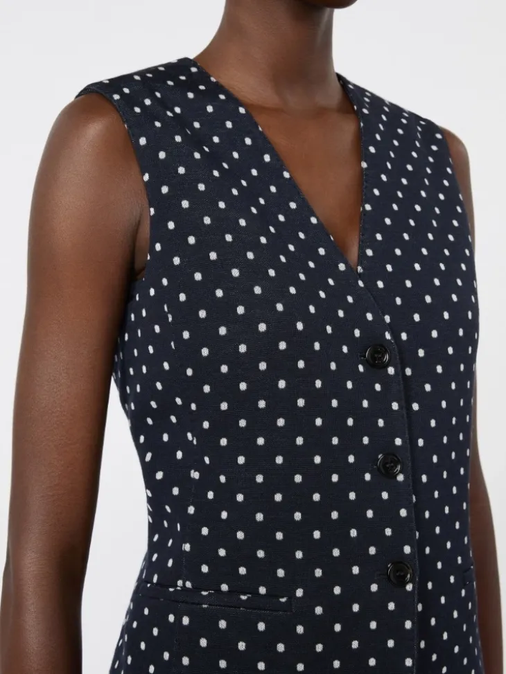 Polka dot wool and viscose jersey waistcoat - ULTRAMARINE