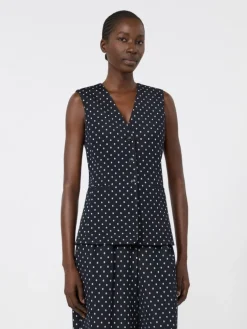 Polka dot wool and viscose jersey waistcoat - ULTRAMARINE