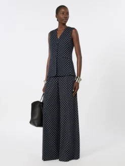 Polka dot wool and viscose jersey waistcoat - ULTRAMARINE