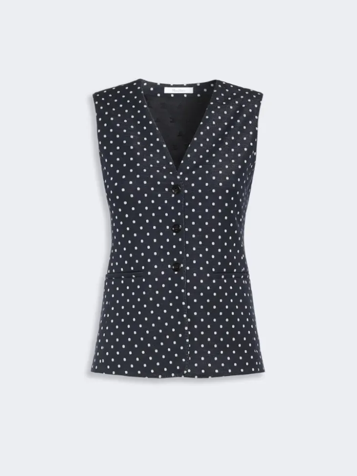 Polka dot wool and viscose jersey waistcoat - ULTRAMARINE