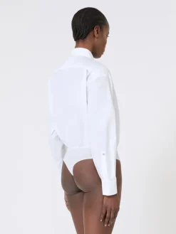 Poplin shirt bodysuit - OPTICAL WHITE