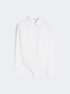 Poplin shirt bodysuit - OPTICAL WHITE