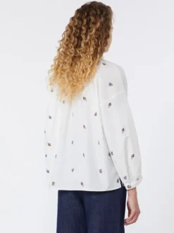 Poplin shirt with embroidery - WHITE