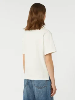 Print and embroidery-adorned cotton T-shirt - WHITE