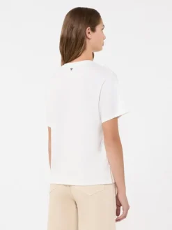 Print and embroidery-adorned cotton T-shirt - WHITE