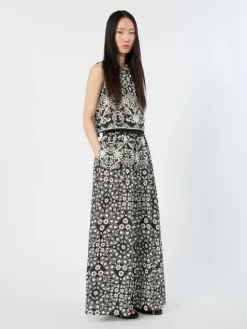 Printed cotton crop top - BLACK