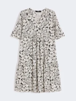 Printed cotton jersey dress - BLACK