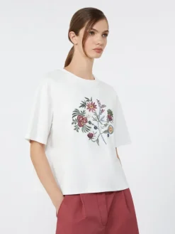 Printed cotton jersey T-shirt - WHITE