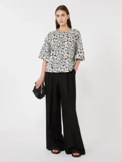 Printed cotton poplin blouse - BLACK