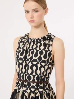 Printed cotton poplin dress - BLACK