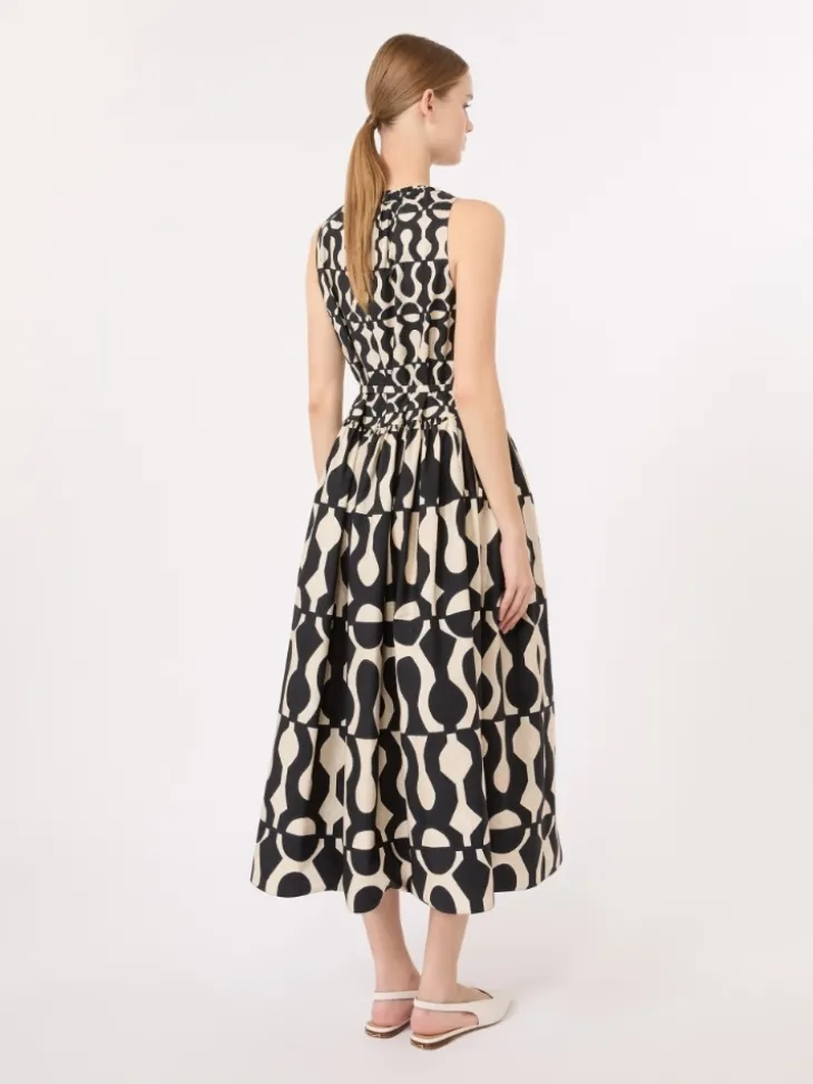 Printed cotton poplin dress - BLACK