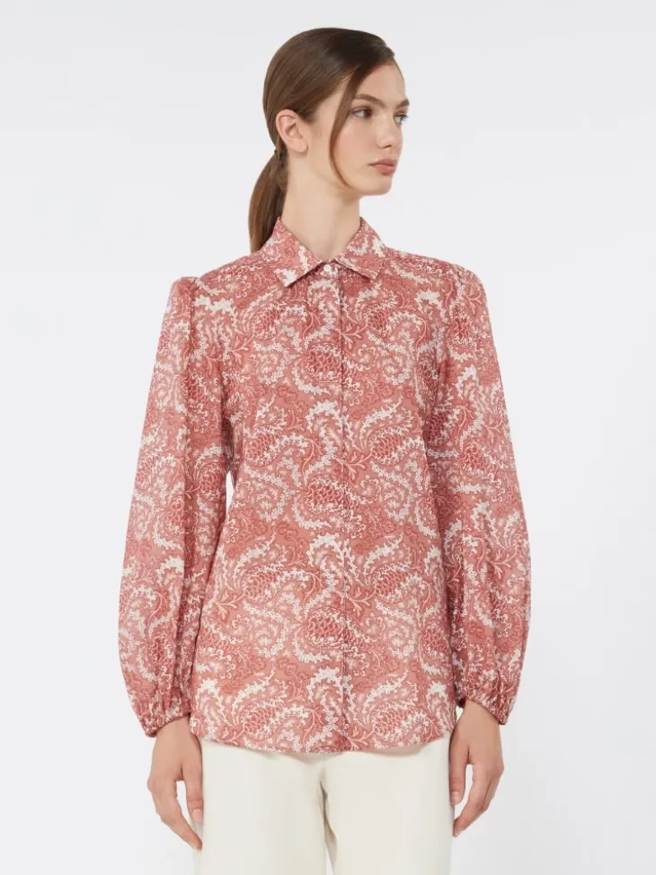 Printed cotton voile shirt - CHERRY