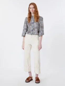 Printed cotton voile shirt - NAVY