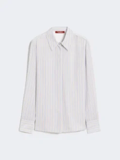 Printed crepe de chine shirt - LIGHT BLUE