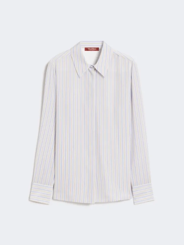 Printed crepe de chine shirt - LIGHT BLUE