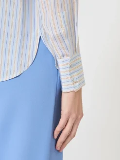 Printed crepe de chine shirt - LIGHT BLUE