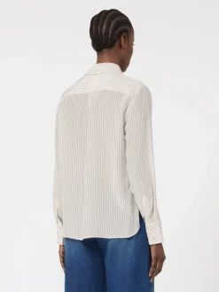 Printed crepe de chine shirt - CAMEL