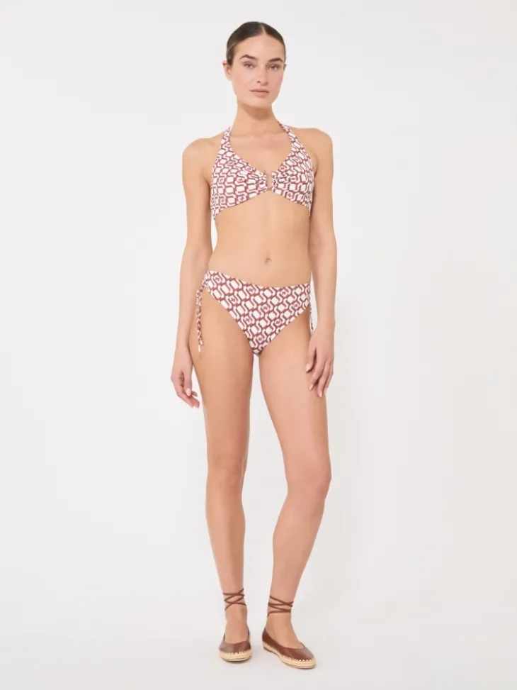 Printed jersey bikini bottoms - RUST