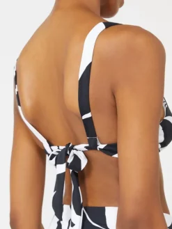 Printed jersey bikini top - WHITE