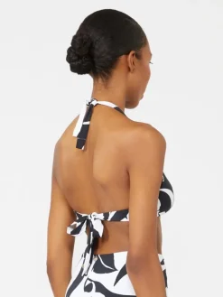 Printed jersey bikini top - WHITE