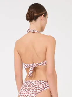 Printed jersey bikini top - RUST