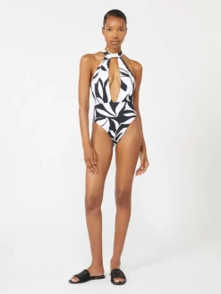 Printed nylon swimsuit - WHITE