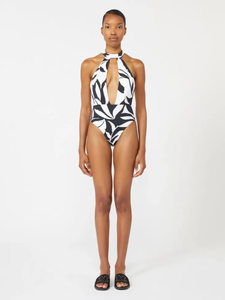 Printed nylon swimsuit - WHITE