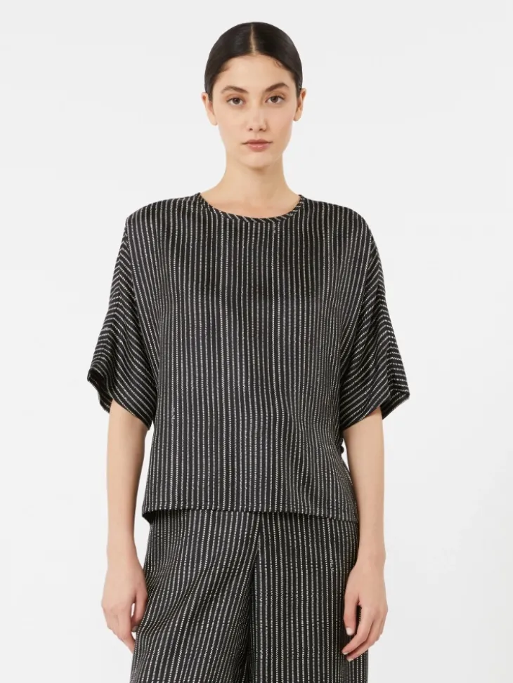Printed silk blouse - BLACK WHITE