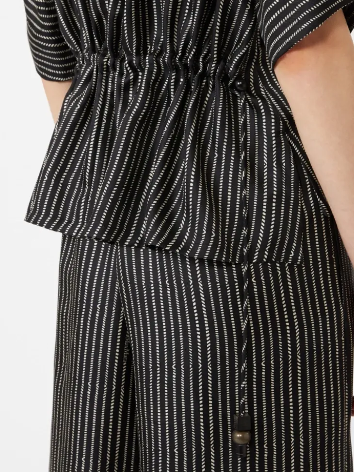 Printed silk blouse - BLACK WHITE