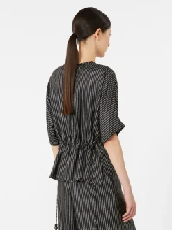 Printed silk blouse - BLACK WHITE