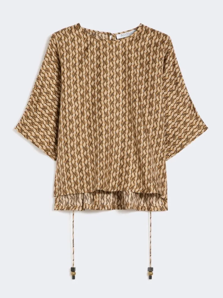 Printed silk blouse - HAZELNUT BROWN