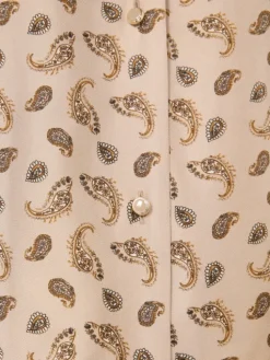 Printed silk boxy shirt - BEIGE