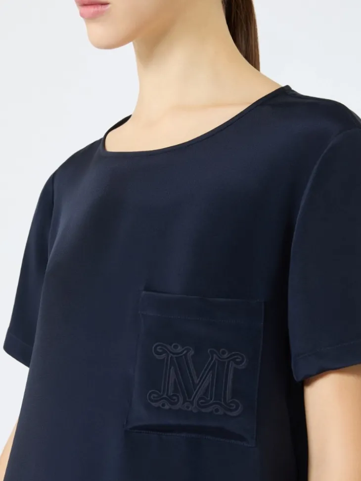 Printed silk crepe de chine blouse - ULTRAMARINE