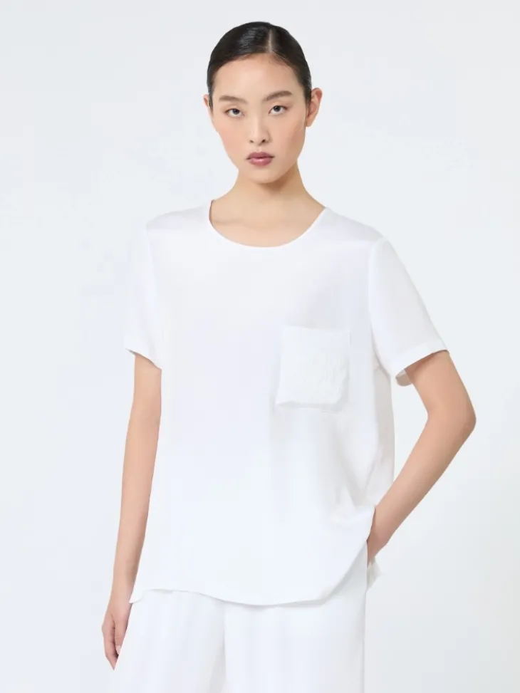 Printed silk crepe de chine blouse - WHITE