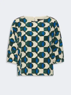 Printed silk crepe de chine blouse - DARK GREEN
