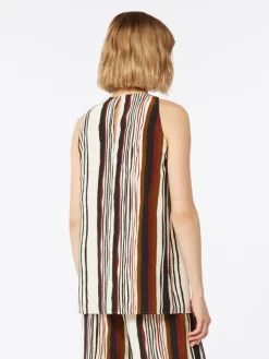 Printed silk crêpe de chine top - BRICK RED