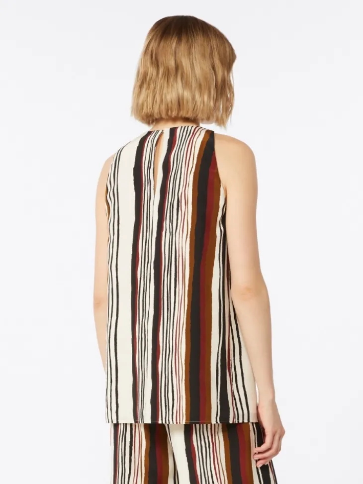 Printed silk crêpe de chine top - BRICK RED