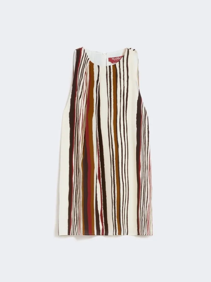 Printed silk crêpe de chine top - BRICK RED