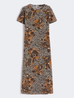 Printed silk crêpe de Chine dress - NAVY