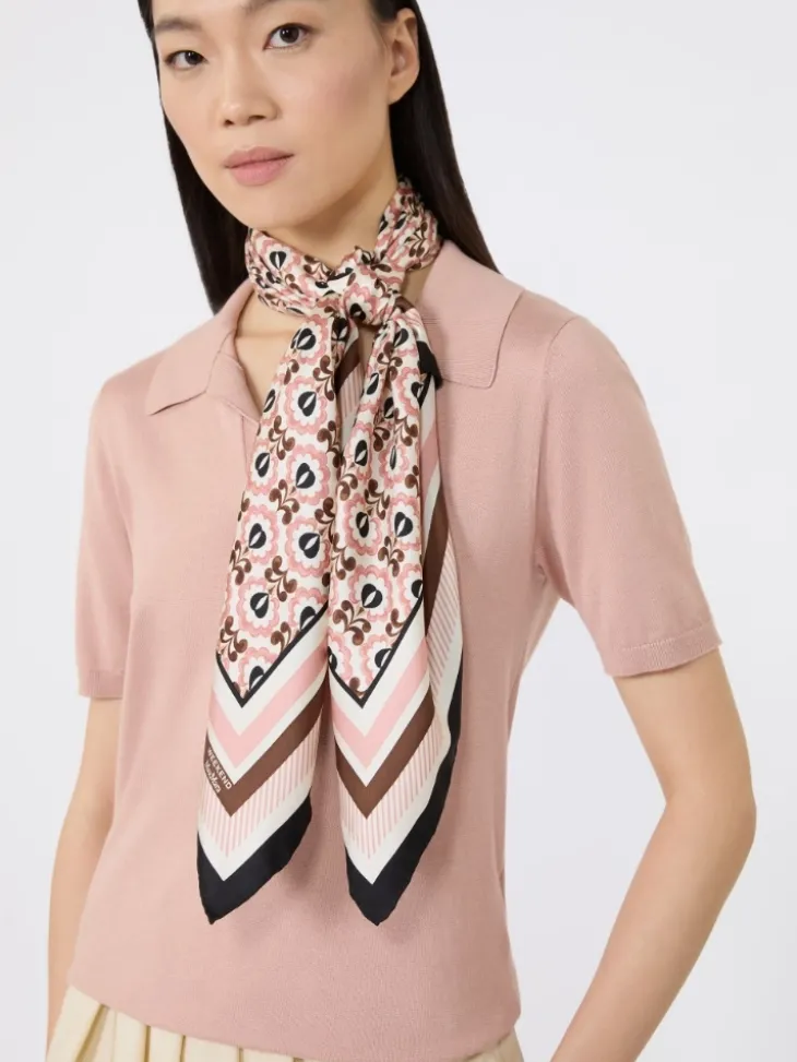 Printed silk foulard - IVORY