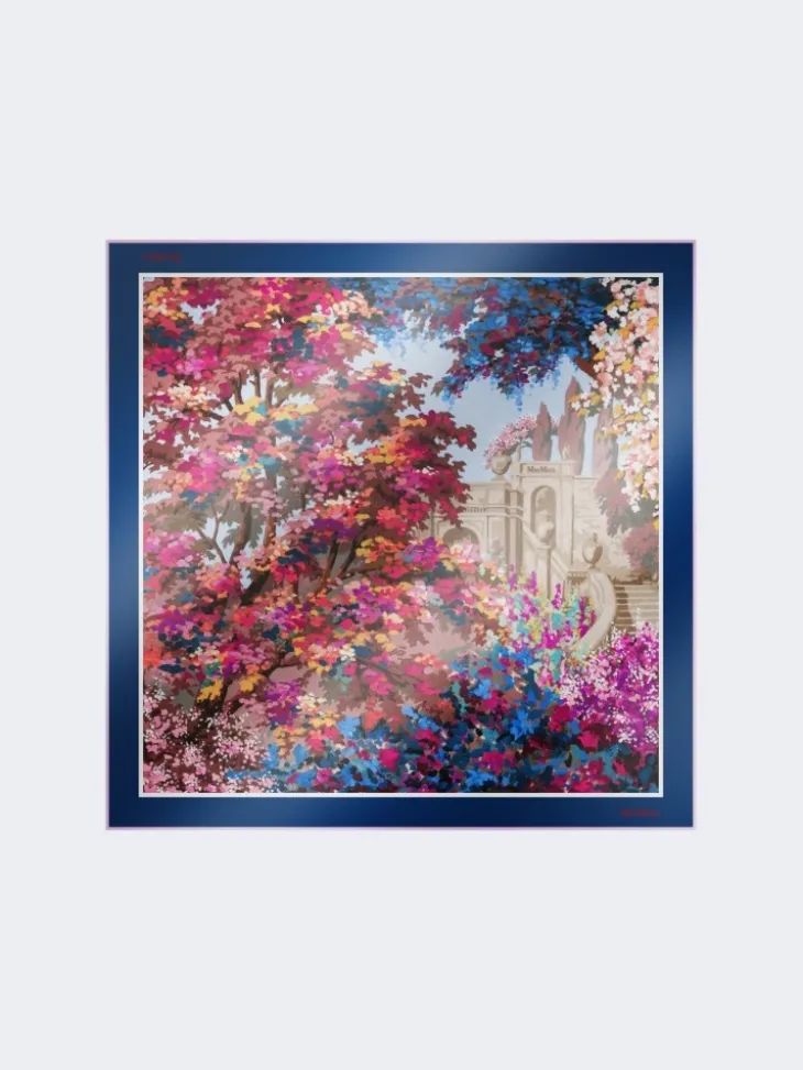Printed silk foulard - MIDNIGHTBLUE