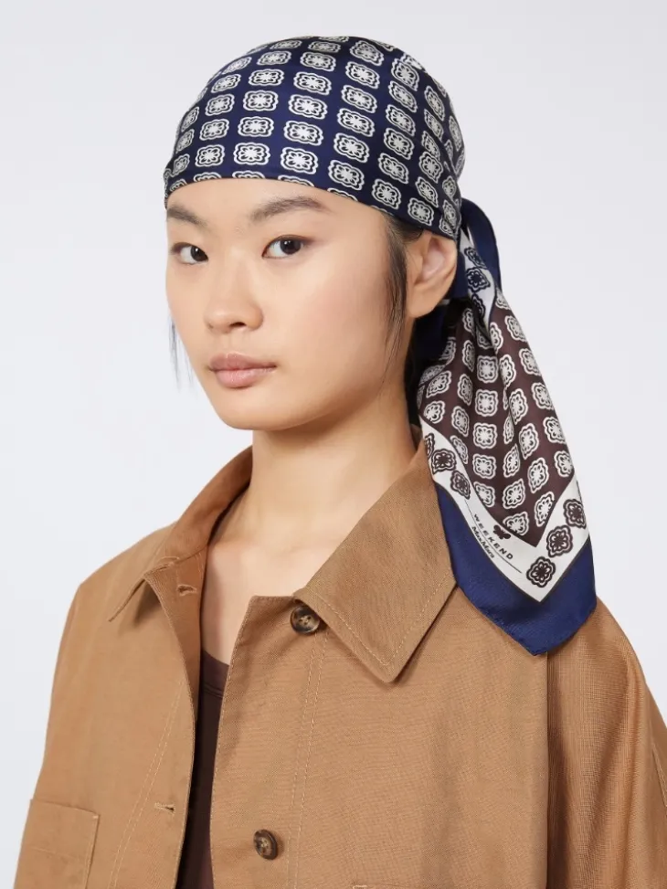 Printed silk foulard - MUD