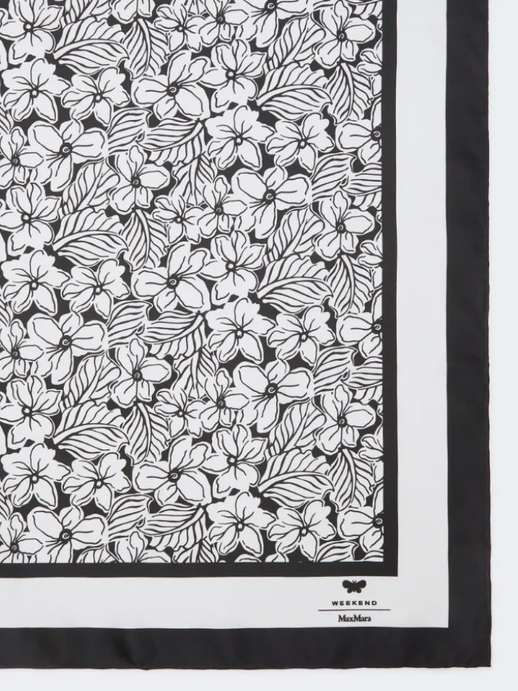 Printed silk foulard - OPTICAL WHITE