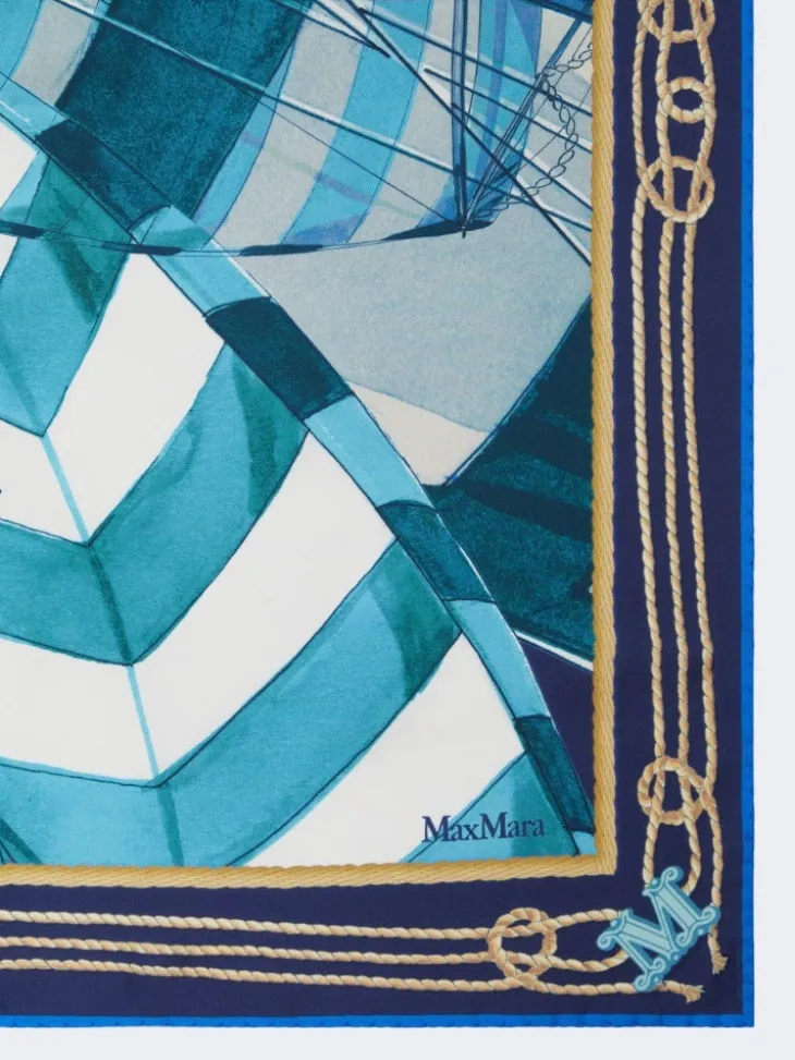 Printed silk foulard - SKY BLUE