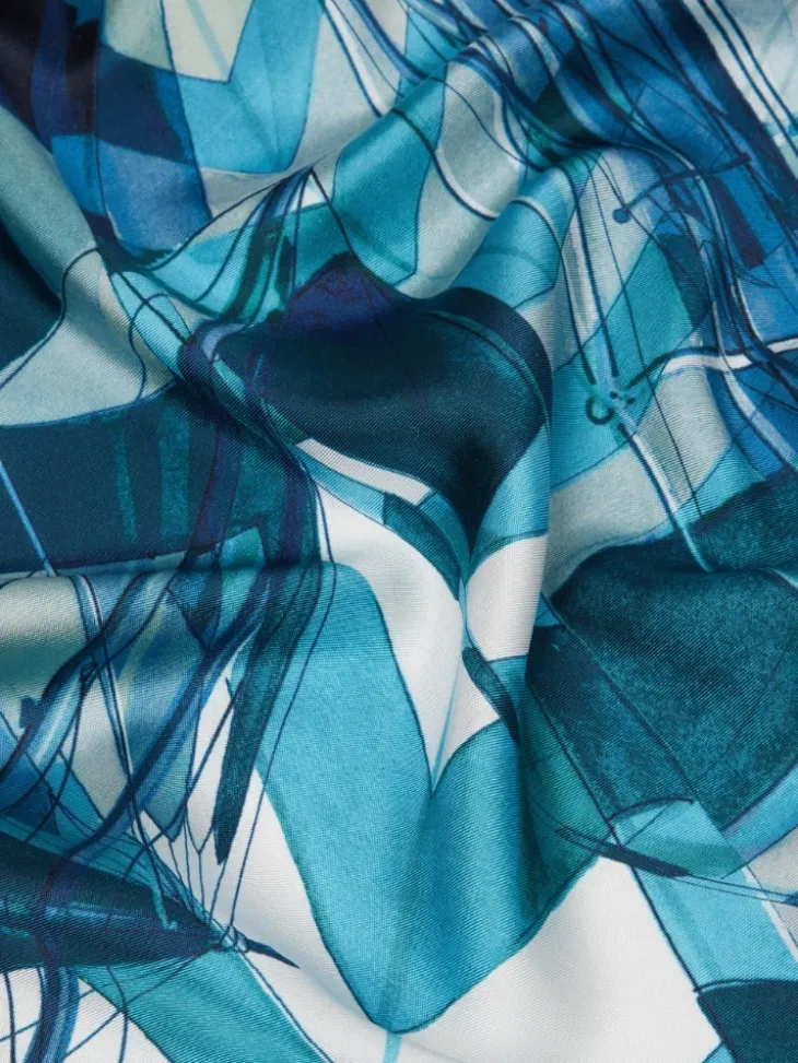 Printed silk foulard - SKY BLUE